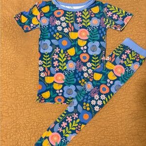 Little Sleepies Folk Floral Pajama Set - Blue and Yellow